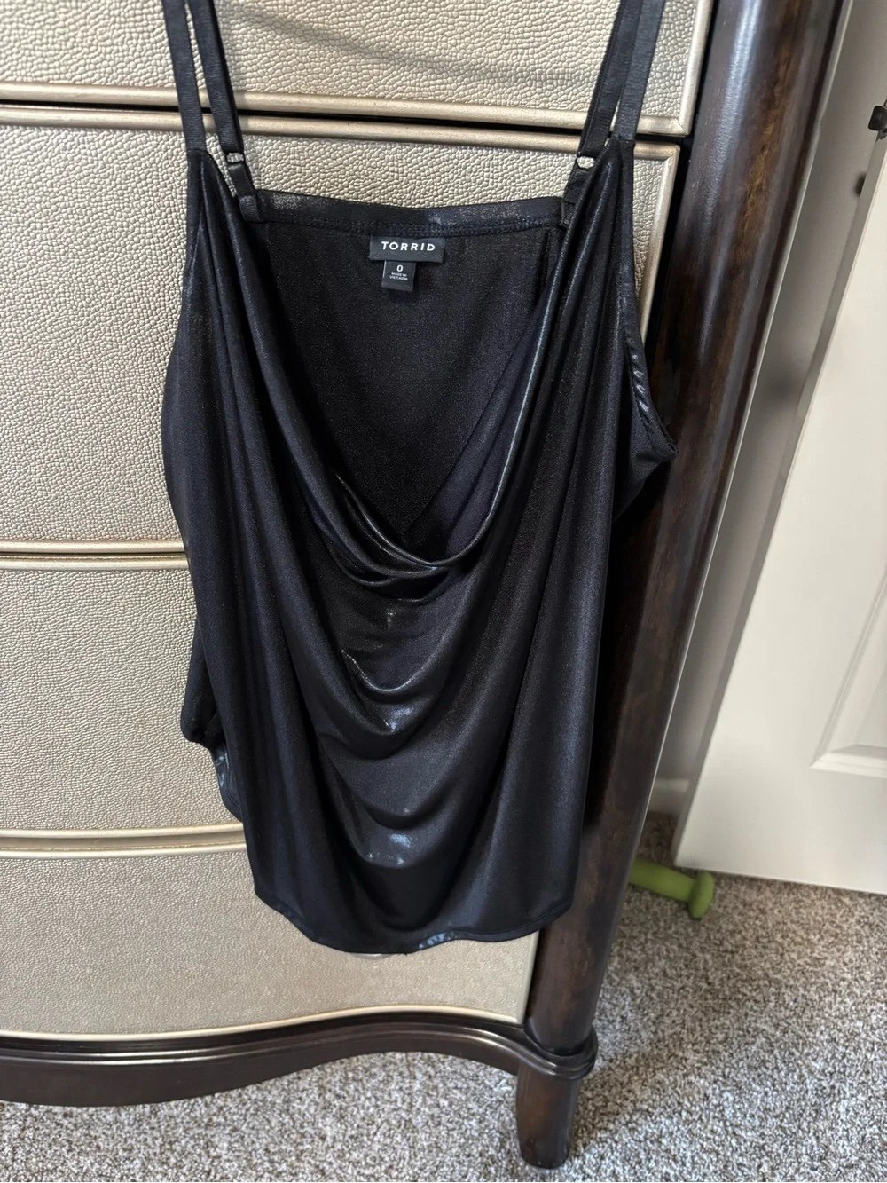 torrid Black Shimmer Cowl Neck Double-Strap Camisole